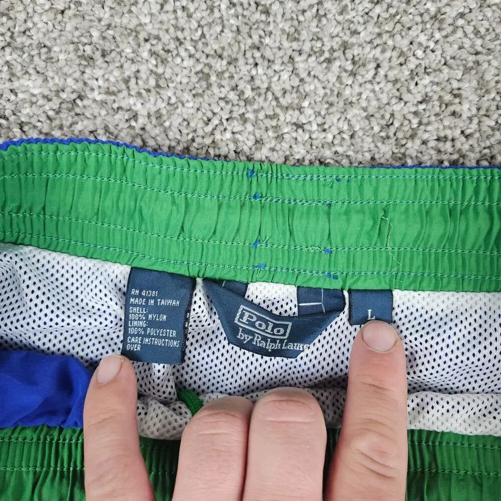 Vintage Polo Ralph Lauren Swim Trunks Men Large Blue Board Shorts Mesh Lined 90s